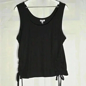 Lovefire Women’s Tank Black 1X Side Ruching  Side Ties Classy Sharp Versatile